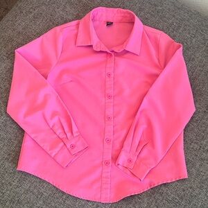 SHEIN Bright Pink Button Down Blouse